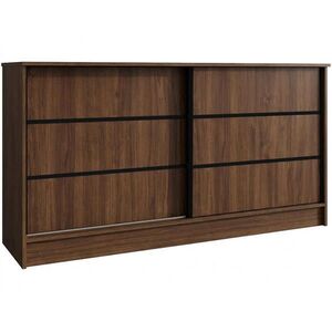 Beautysofa KOMODA Mirela se 2 posuvnými dveřmi, 160 cm, ořech + černá obraz