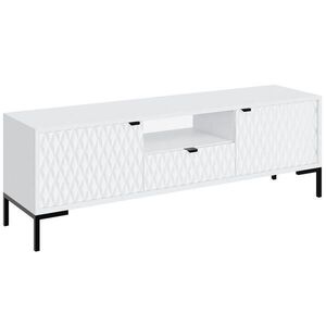 Beautysofa NÍZKÁ KOMODA Montreal se 2 dvířky, 1 zásuvkou a otevřenou přihrádkou, dekorativní 3D čela, bílá obraz