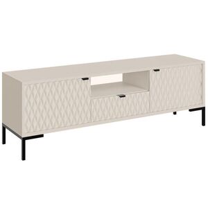 Beautysofa NÍZKÁ KOMODA Montreal se 2 dvířky, 1 zásuvkou a otevřenou přihrádkou, dekorativní 3D čela, kašmír obraz
