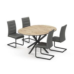 Vicco JÍDELNÍ STŮL SESTAVA Loyd, Rustikální dub/Černá, 120 x 120 cm se 4 jídelními židlemi, šedé obraz