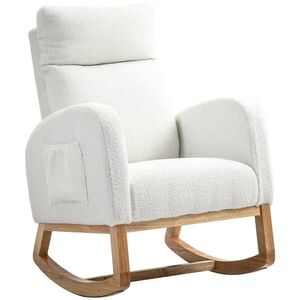 HOMCOM HOUPACÍ křeslo, ergonomické houpací křeslo, křeslo s područkami, houpací křeslo krémově bílé obraz