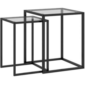 OKWISH SADA odkládacích stolků 42/42/51 cm černá z tvrzeného skla se stohovatelným designem obraz