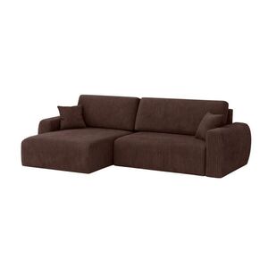 Kaiser Möbel ROHOVÁ SEDAČKA s funkcí spaní Ariel L, manšestrová tkanina Poso, Hnědá, Levá strana obraz