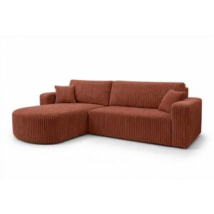 Kaiser Möbel ROHOVÁ SEDAČKA s funkcí spaní, manšestrová tkanina Tilia, Měděná, Levá strana, ROUND ONE XL obraz