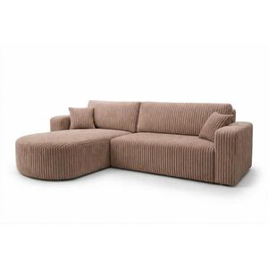 Kaiser Möbel ROHOVÁ SEDAČKA s funkcí spaní, manšestrová tkanina Tilia, Hnědá, Levá strana, ROUND ONE XL obraz