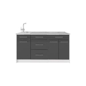 Vicco KUCHYŇSKÝ BLOK Fame-Line, Antracitový vysoký lesk/Bílá, 150 cm, PD Mramor obraz