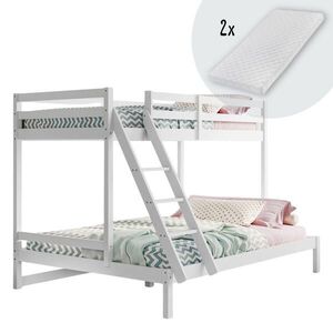 Kids Collective VYVÝŠENÁ postel 90x200 + lůžko 140x200 se 2 matracemi, bílá obraz