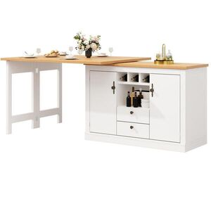 Modfu BAROVÝ stůl z MDF 120-180x40x76 cm přírodní/bílý rozkládací s úložným prostorem a otočnou funkcí obraz