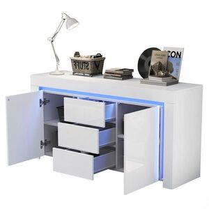 OKWISH BOČNÍ skříň 140/40/65 cm bílá z MDF s LED osvětlením a vysokým leskem obraz