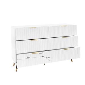 OKWISH KOMODA 120/40/77 cm bílá se zlatými detaily z dřevotřísky se 6 zásuvkami obraz