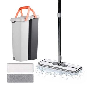 Relaxdays MOP-SADA Antracit šedá korál 2komorový kbelík se ždímáním 2 mikrovláknové pady obraz