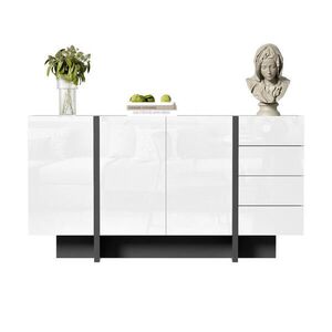 OKWISH BOČNÍ skříň 150/40/80, 5 cm bílá a černá z MDF a dřevotřísky s úložným prostorem obraz