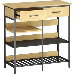OKWISH BOČNÍ skříň 90/40/91 cm přírodní dřevo z dřevotřísky se 2 zásuvkami a 3 policemi obraz