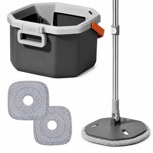 Relaxdays MOP Antracit Šedá Oranžová rotační-kbelík 6 l oddělená voda 2dílná-sada mikrovlákno tyč obraz