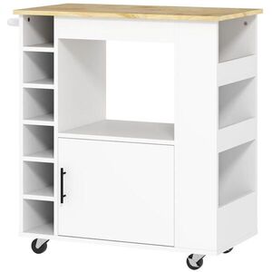 Modfu KUCHYŇSKÝ vozík z překližky 83x40x83 cm dub s kolečky, držákem na ručník a prostorem na víno obraz