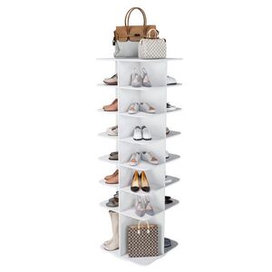 Modfu OTOČNÝ botník z PVC 60x60x184 cm bílý 7patrový s 360° otáčením a zvýšenou spodní částí obraz