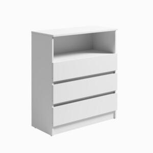 Home Collective KOMODA 76 cm šířka se 3 zásuvkami a 1 otevřenou přihrádkou, bílá obraz