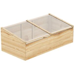 Modfu ZAHRADNÍ pařeniště z masivního dřeva 100x50x35/26 cm přírodní s otevíracím víkem a šikmou střechou obraz