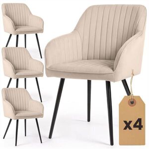 RAUMHIRSCH FURNITURE ČALOUNĚNÁ ŽIDLE, sada 4 ks, kovové nohy, béžová, černá 54, 5/82/58 obraz