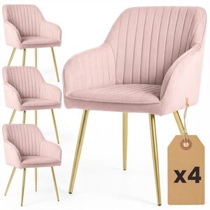 RAUMHIRSCH FURNITURE ČALOUNĚNÁ ŽIDLE, sada 4 ks, kovové nohy, růžová, zlatá 54, 5/82/58 obraz