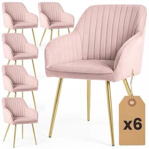 RAUMHIRSCH FURNITURE ČALOUNĚNÁ ŽIDLE, sada 6 ks, kovové nohy, růžová, zlatá 54, 5/82/58 obraz