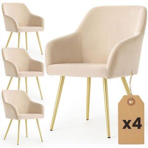 RAUMHIRSCH FURNITURE ČALOUNĚNÁ ŽIDLE, sada 4 ks, kovové nohy, béžová, zlatá 54, 5/83/58 obraz