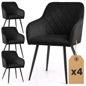 RAUMHIRSCH FURNITURE ČALOUNĚNÁ ŽIDLE, sada 4 ks, kovové nohy, černá 54, 5/82/58 obraz