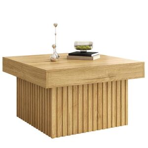STILVORA KONFERENČNÍ STŮL přírodní, PB deska, MDF podnož, do obývacího pokoje, 79×79×46 cm obraz