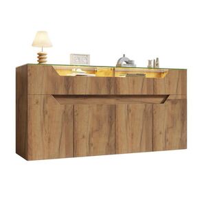 STILVORA KUCHYŇSKÁ SKŘÍŇ v dekoru dřeva se 2 zásuvkami a tvrzenou skleněnou deskou, 140/40/70 cm, do jídelny a obýváku obraz