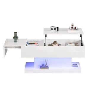 FLIEKS KONFERENČNÍSTOLEK 100x50cm Bílý Lesklý LED Zvedací obraz
