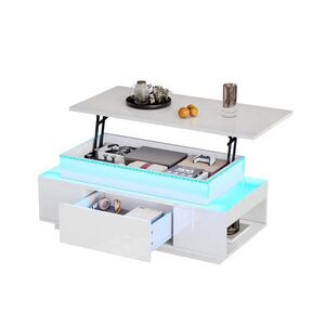 FLIEKS KONFERENČNÍSTOLEK 96x45cm Bílý LED Zvedací Úložný obraz