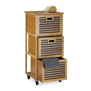 Relaxdays VOZÍK Přírodní bambus 3 zásuvky 92 cm obraz