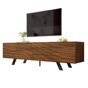 Redom TV stolek 160/39/50, 5 cm s vlnitou čelní plochou a kabelovým vedením, MDF, Ořech obraz