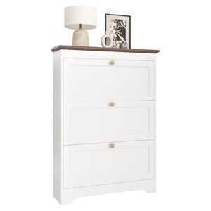 Modfu BOTNÍK z MDF 87x120x26 cm bílý s 3 výklopy, tlumeným zavíráním a horní odkládací plochou obraz