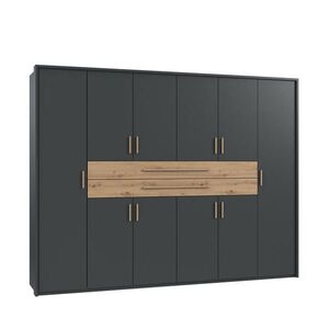 luma-home SKŘÍŇ s křídlovými dveřmi B273/H210/T58 cm v barvě grafit, šatní skříň se 2 velkými zásuvkami a úchytkami v dekoru dub Artisan / 22646 obraz