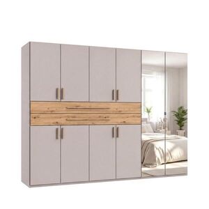 luma-home SKŘÍŇ S OTOČNÝMI DVEŘMI B270/H208/T58 cm, béžovo-šedá, šatní skříň se 2 zrcadlovými dveřmi, 2 zásuvkami a úchytkami v dekoru dub Artisan / 2 obraz
