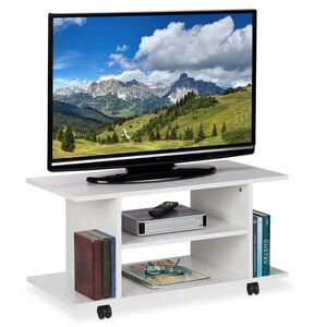 Relaxdays TV-STOLEK Bílý na kolečkách 80 cm obraz