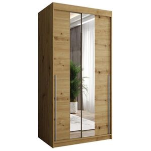 Home Collective SKŘÍŇ S POSUVNÝMI DVEŘMI se zrcadlem, šířka 100 cm, Artisan se stříbrným úchytem obraz