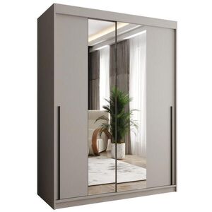 Home Collective SKŘÍŇ S POSUVNÝMI DVEŘMI se zrcadlem, šířka 150 cm, kašmírová s černým úchytem obraz