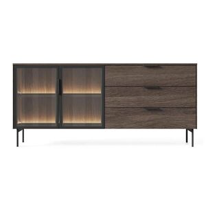 Selsey KOMODA Lumi 2dveřová se skleněnými dvířky dub Dunin 181 cm obraz