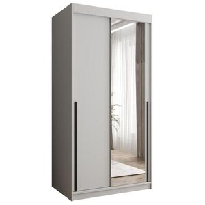 Home Collective SKŘÍŇ S POSUVNÝMI DVEŘMI se zrcadlem, šířka 100 cm, bílá s černým úchytem obraz