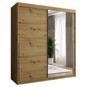 Home Collective SKŘÍŇ S POSUVNÝMI DVEŘMI se zrcadlem, šířka 180 cm, Artisan se stříbrným úchytem obraz