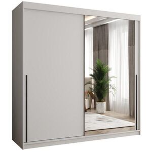 Home Collective SKŘÍŇ S POSUVNÝMI DVEŘMI se zrcadlem, šířka 200 cm, bílá s černým úchytem obraz