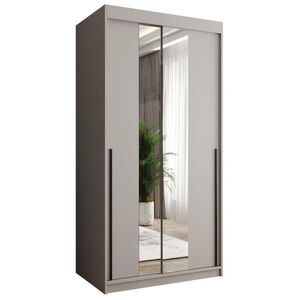 Home Collective SKŘÍŇ S POSUVNÝMI DVEŘMI se zrcadlem, šířka 100 cm, kašmírová s černým úchytem obraz