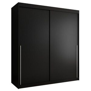 Home Collective ŠATNÍ SKŘÍŇ S POSUVNÝMI DVEŘMI 180 cm šířka, černá se stříbrným úchytem obraz