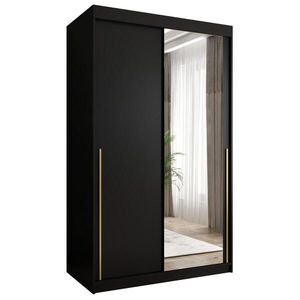 Home Collective SKŘÍŇ S POSUVNÝMI DVEŘMI se zrcadlem, šířka 120 cm, černá se zlatým úchytem obraz