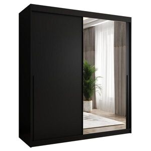 Home Collective SKŘÍŇ S POSUVNÝMI DVEŘMI se zrcadlem, šířka 180 cm, černá s černým úchytem obraz