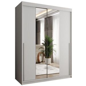 Home Collective SKŘÍŇ S POSUVNÝMI DVEŘMI se zrcadlem, šířka 150 cm, bílá se stříbrným úchytem obraz