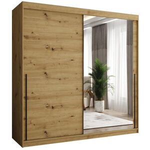 Home Collective SKŘÍŇ S POSUVNÝMI DVEŘMI se zrcadlem, šířka 200 cm, Artisan s černým úchytem obraz