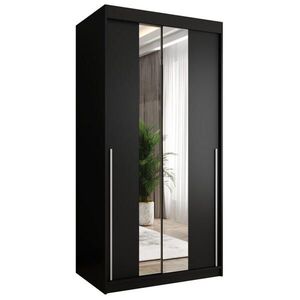 Home Collective SKŘÍŇ S POSUVNÝMI DVEŘMI se zrcadlem, šířka 100 cm, černá se stříbrným úchytem obraz